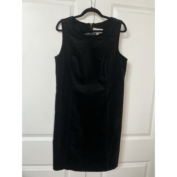 Y2K Esprit Shift Dress Womens Black Cotton Velvet Goth Vintage Neutral Fairy - Picture 1 of 11